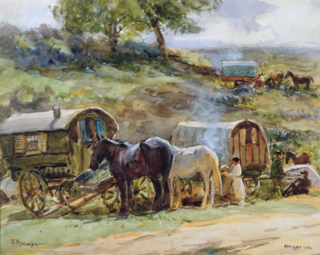 Detail of Gypsy Encampment, Appleby, 1919 by John Atkinson