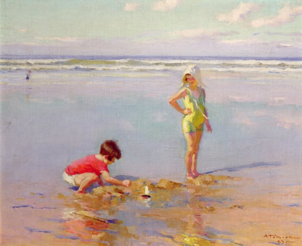 Detail of Children on the Beach by Charles-Garabed Atamian