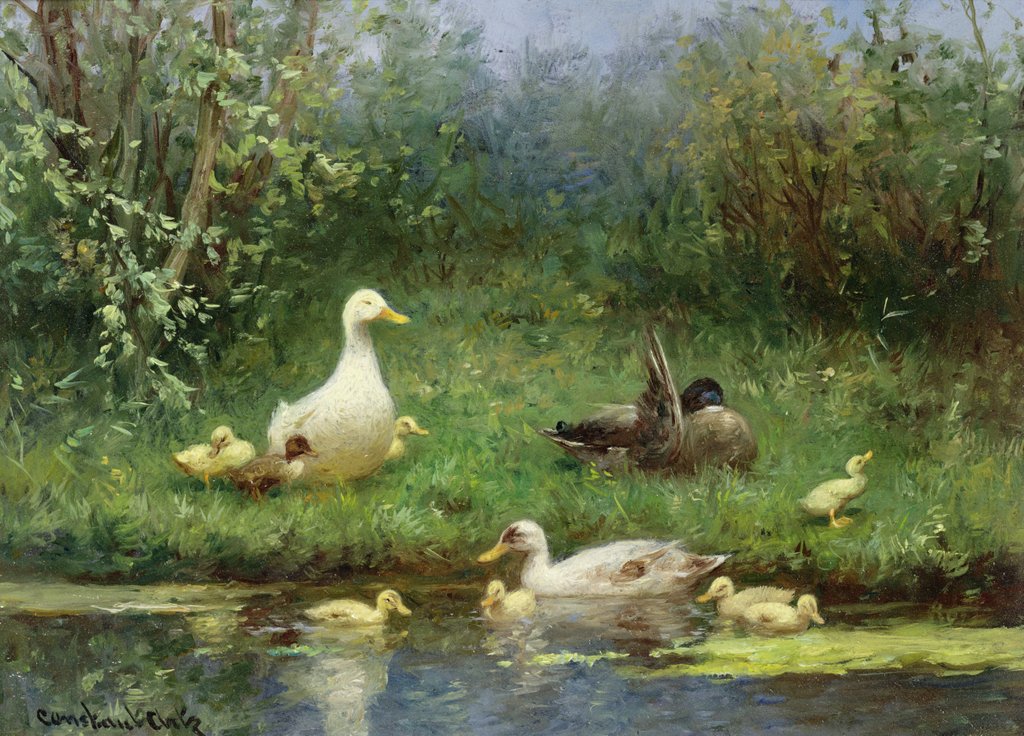Detail of Ducks on a riverbank by David Adolph Constant Artz