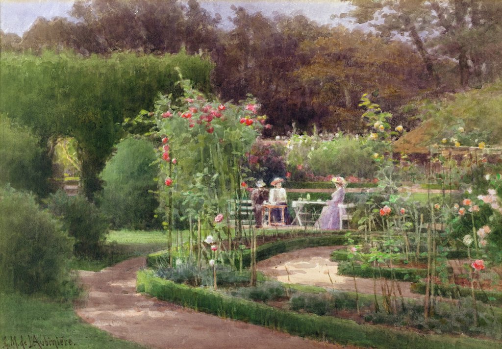 Detail of Afternoon Tea by the Laurel Arch by Georgina M. de l' Aubiniere