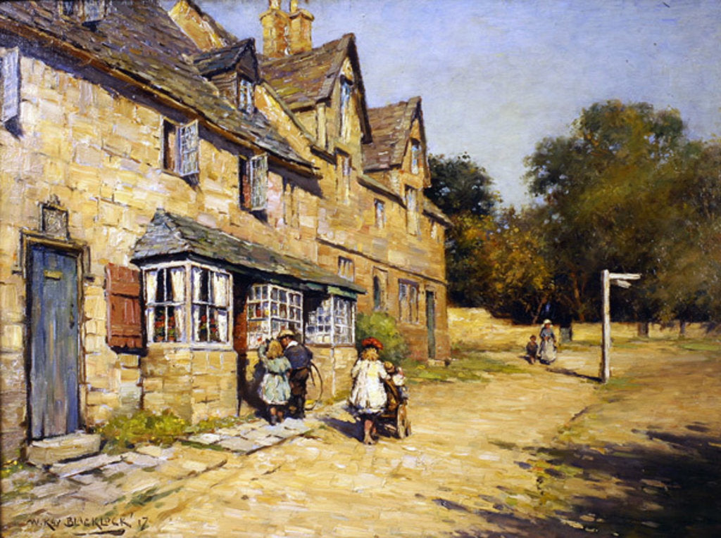 Detail of Cotswold village, 1917 by William Kay Blacklock