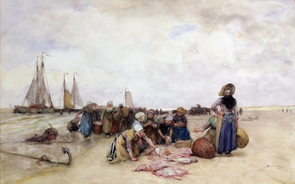 Detail of Fish Sale on the Beach by Bernardus Johannes Blommers or Bloomers