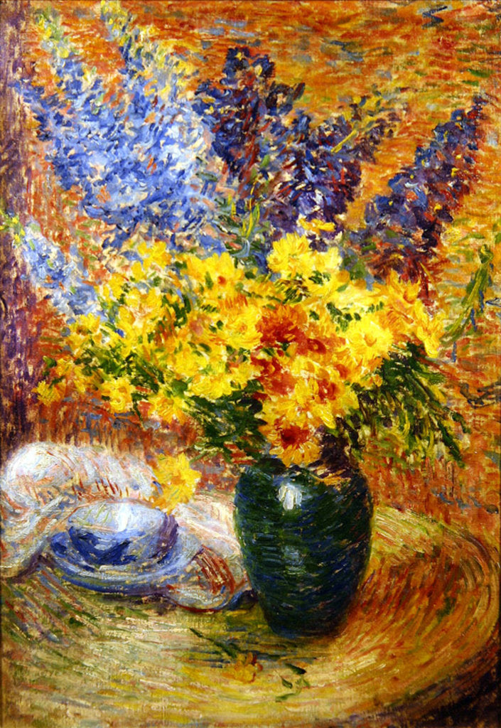 Detail of Delphiniums and Chrysanthemums by Anna Boch