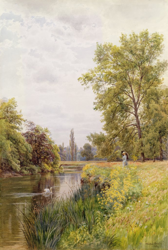 Detail of The Thames at Purley, 1884 by William Bradley