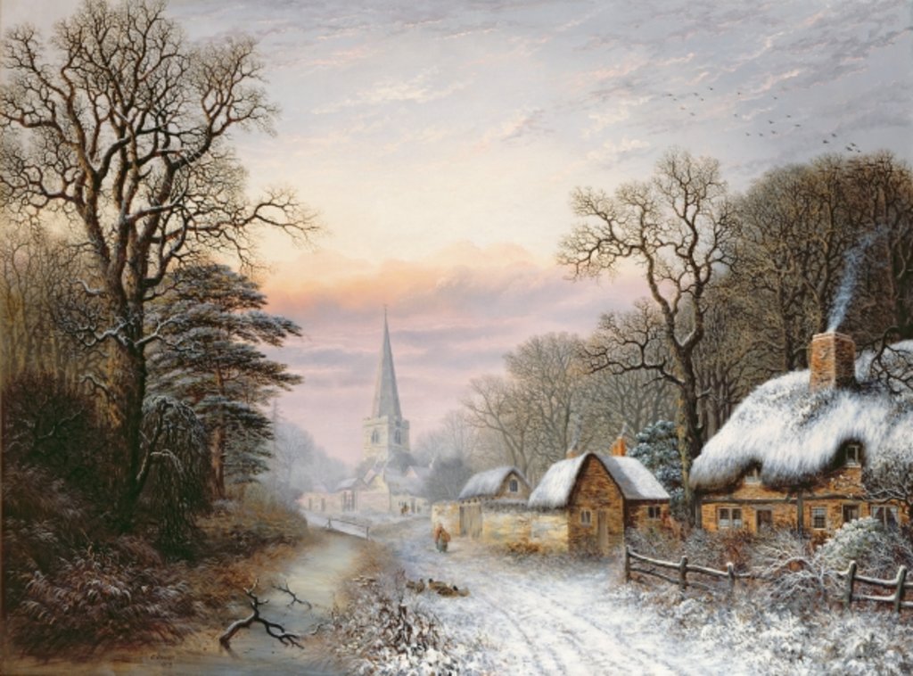 Detail of Winter landscape, 1869 by Charles Leaver
