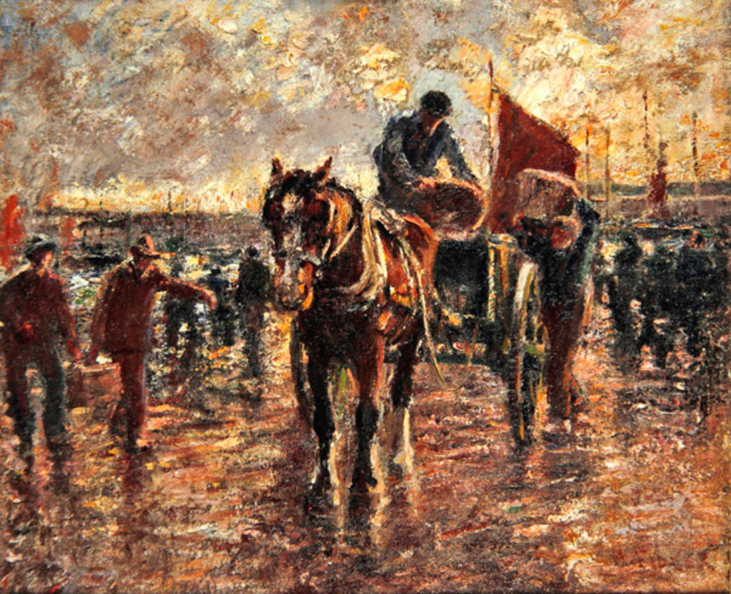 Detail of Unloading the Catch, Newlyn by Harry Fidler