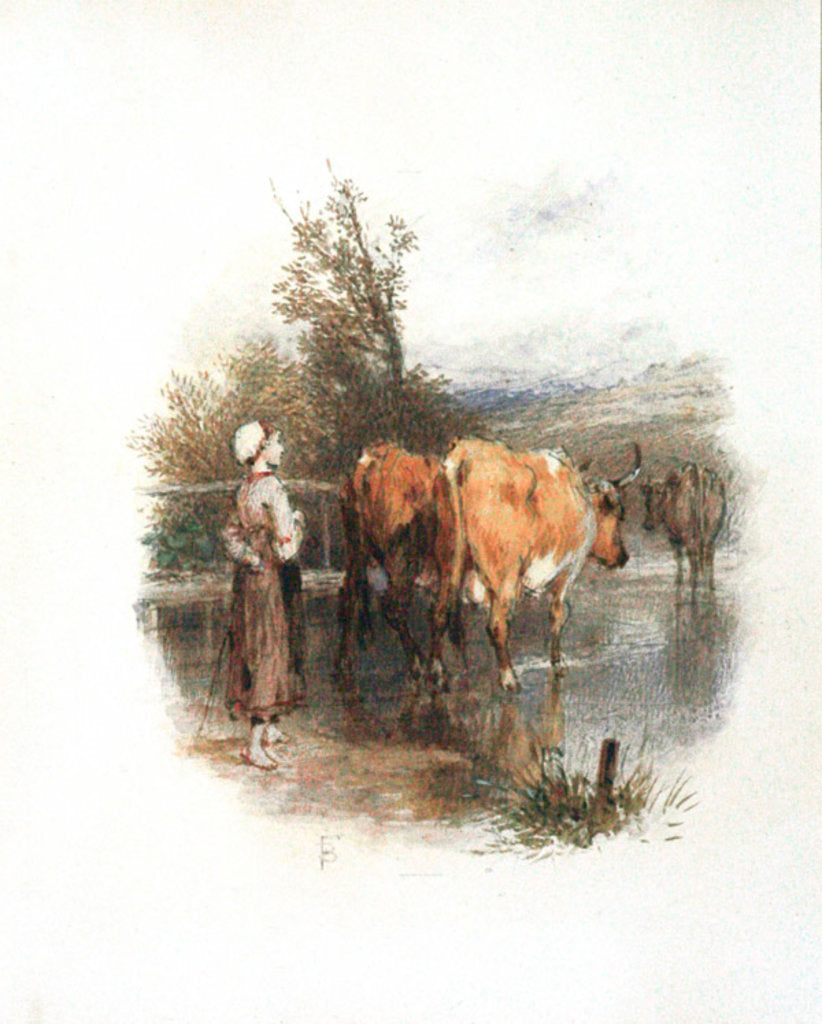 Detail of The Young Cowherd by Myles Birket Foster
