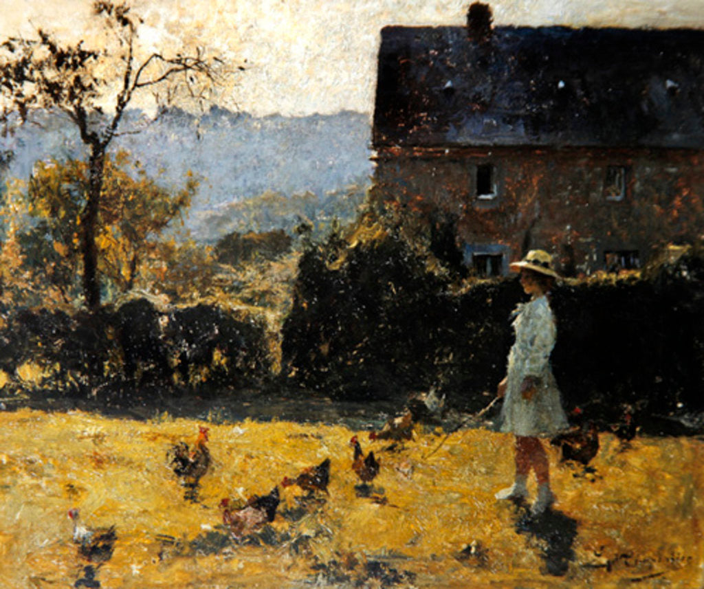 Detail of By the Farmhouse by Evariste Carpentier