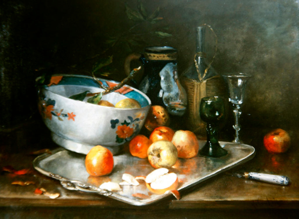 Detail of Still Life with Apples by Eugene Henri Cauchois