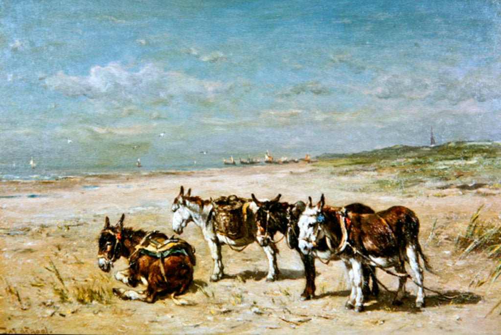 Detail of Donkeys on the Beach by Johannes Hubertus Leonardus de Haas