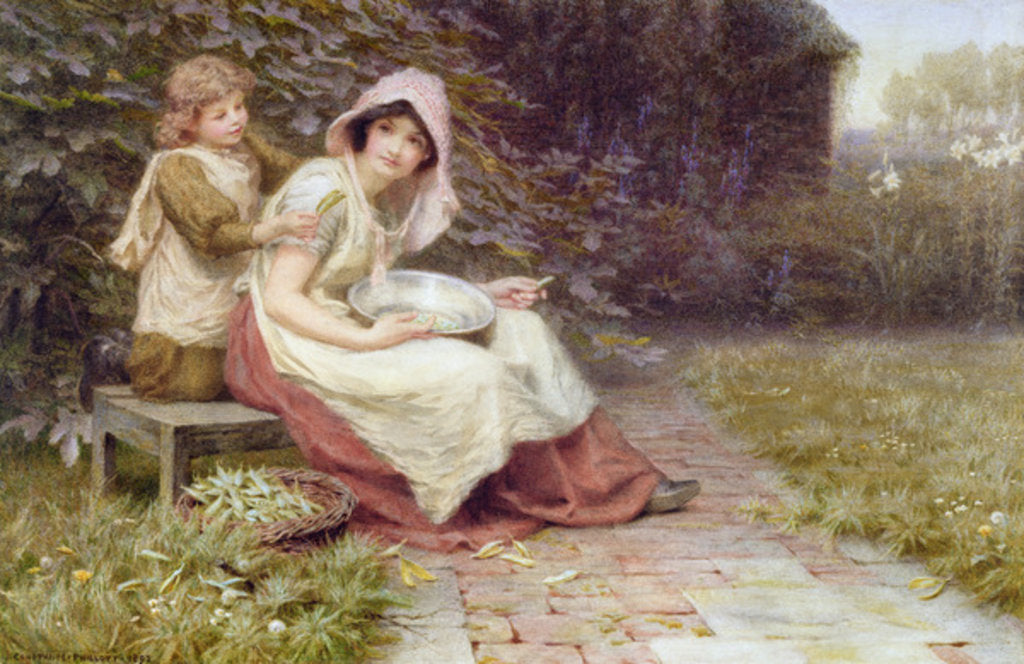 Detail of Shelling Peas by Constance Phillott