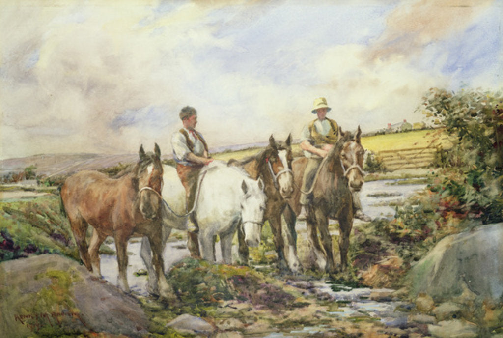 Detail of Horses Watering by Henry Meynell Rheam