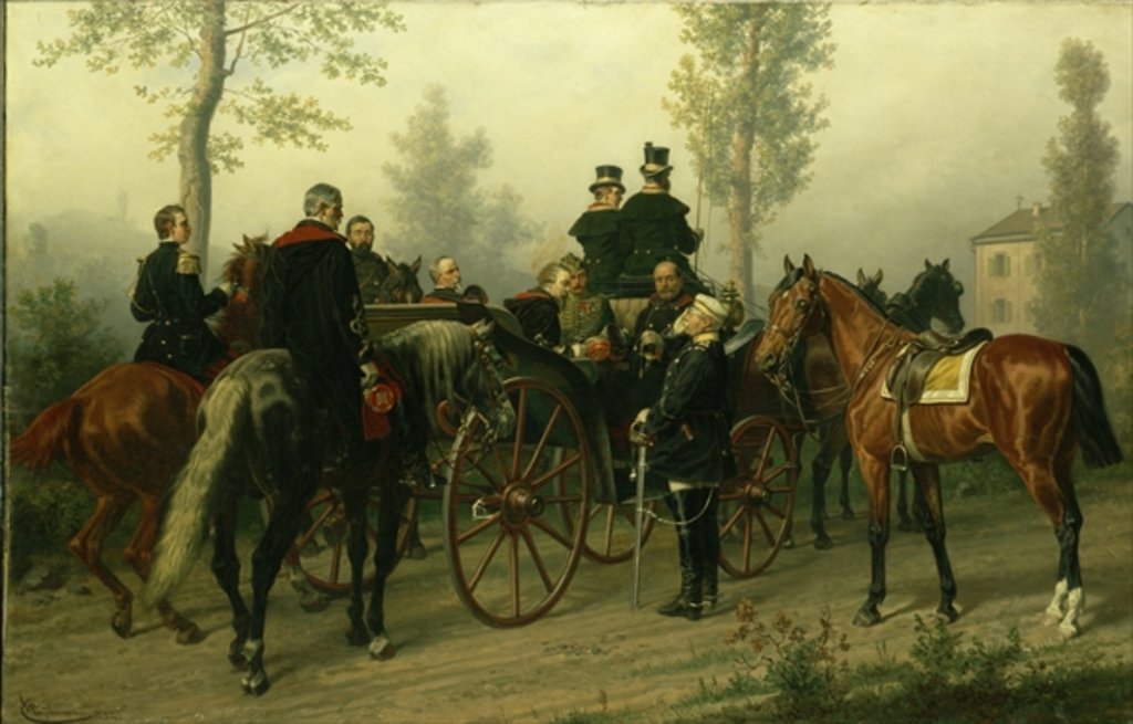 Detail of Napoleon III and Bismarck after the Battle of Sedan, 1882 by Wilhelm Camphausen