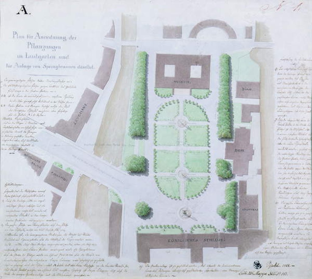 Detail of Redesigning the Lustgarten, 1828 by Karl Friedrich Schinkel