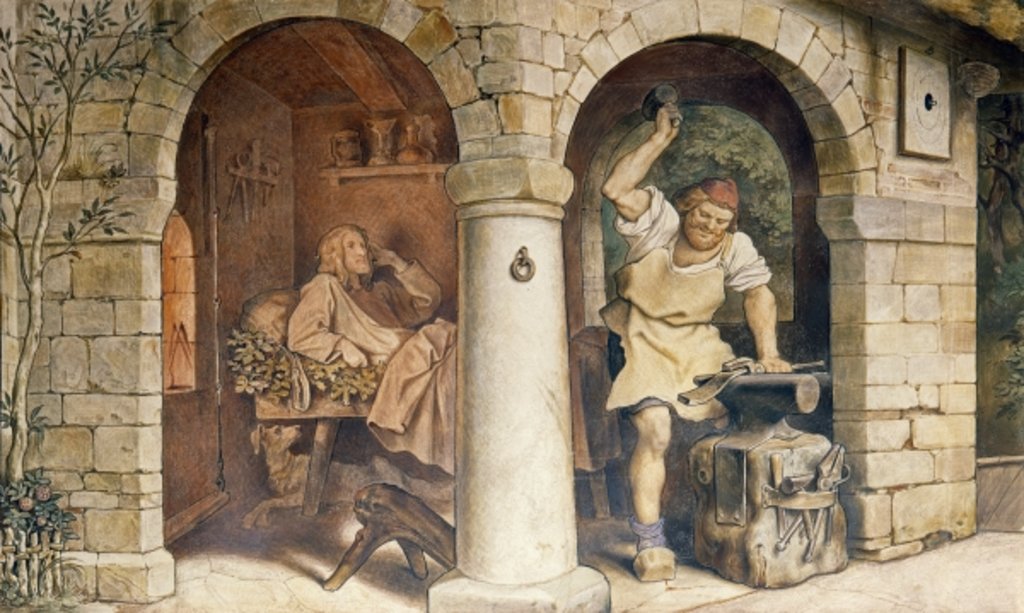 Detail of The Blacksmith of Ruhla, c.1854 by Moritz Ludwig von Schwind