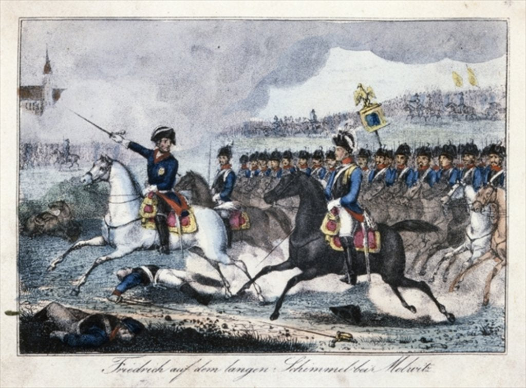 Detail of Frederick the Great on his White Horse near Molwitz, 1741 by German School