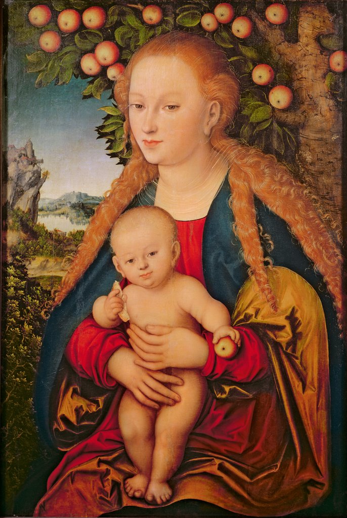 Detail of The Virgin and Child under an Apple Tree by Lucas the Elder Cranach