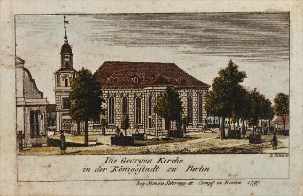 Detail of The Church of St. George in Konigsstadt, Berlin, 1797 by F.A. Calau