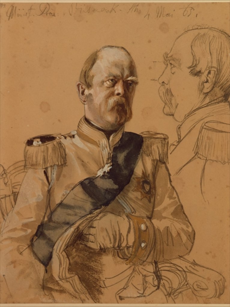 Detail of Prince Otto von Bismarck, 1865 by Adolph Friedrich Erdmann von Menzel