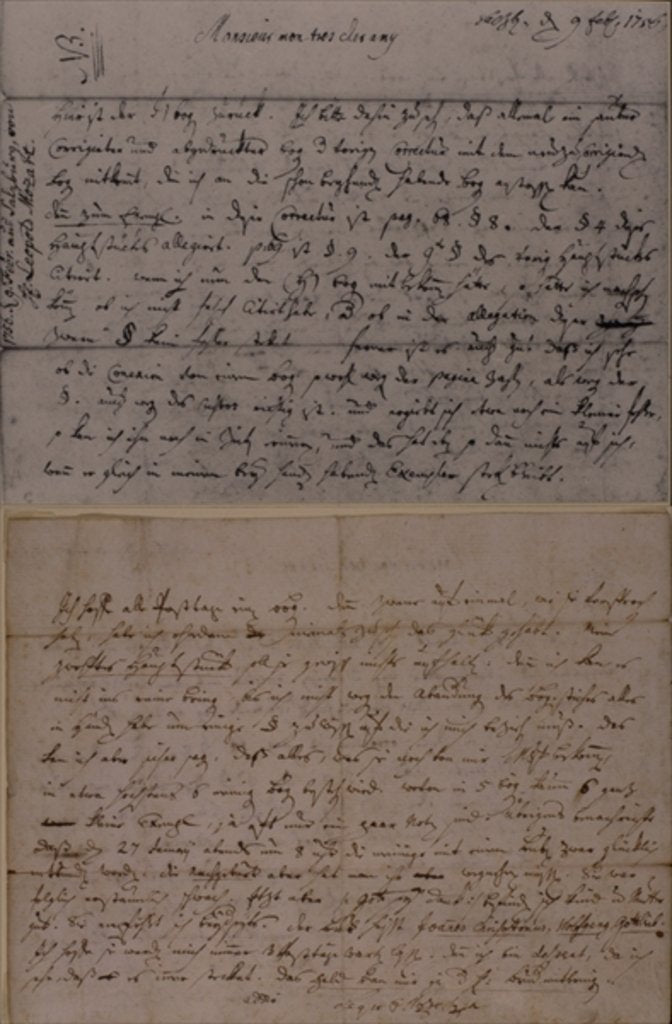 Detail of Letter from Leopold Mozart informing J.J. Lotter of the birth of his son, Amadeus Mozart, 9th February 1756 by Leopold Mozart