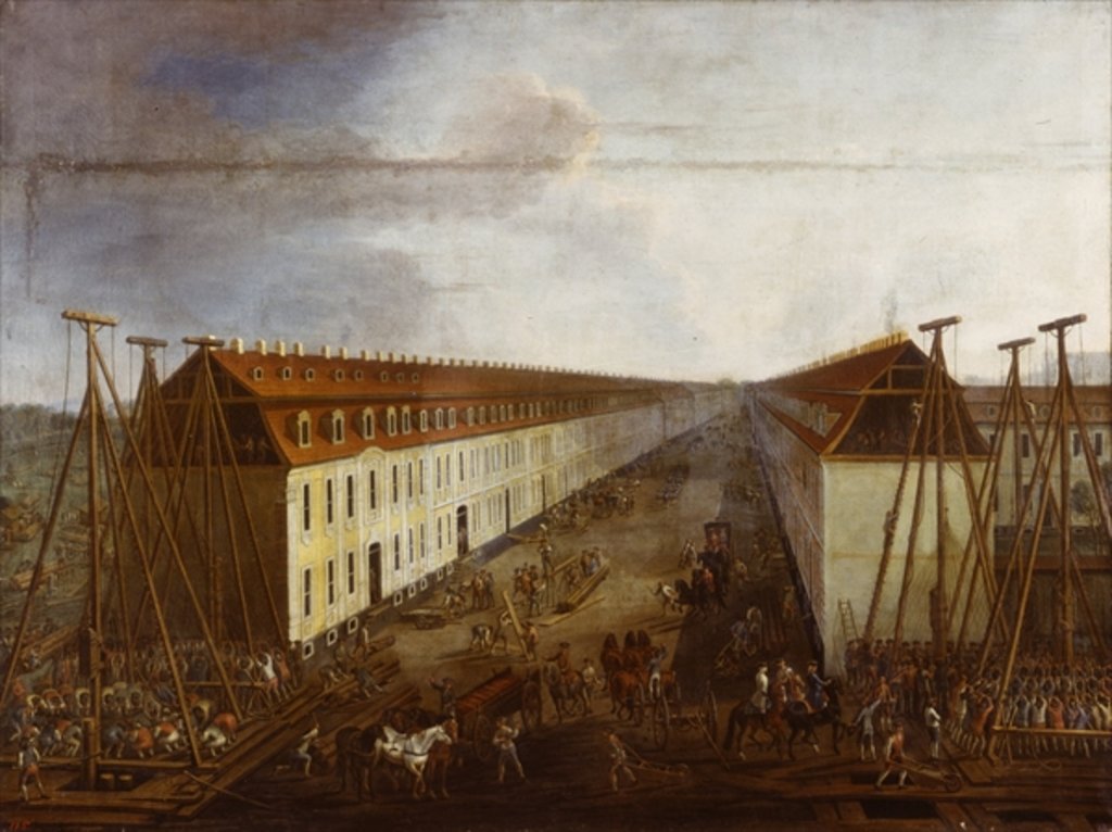 Detail of Building works on Friedrichstrasse in Berlin, c.1735 by Dismar Degen