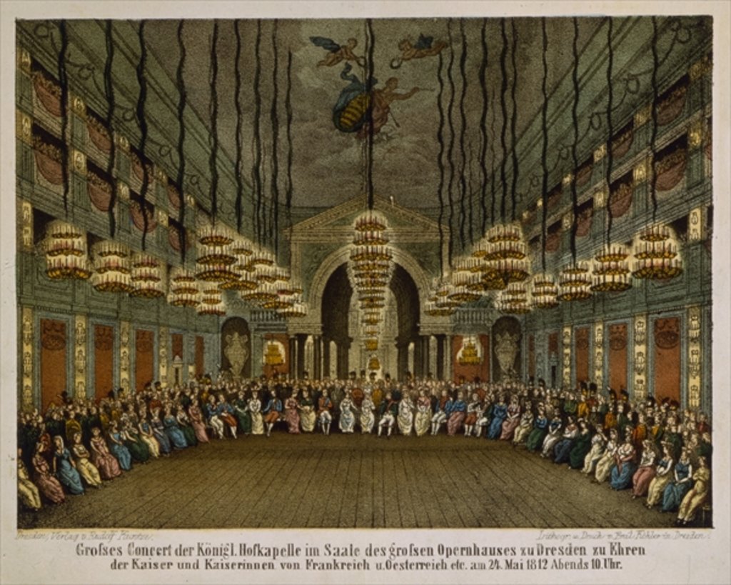 Detail of Concert of the royal band in the auditorium of the Dresden Opera House in honour of the imperial couple, 1812 by German School