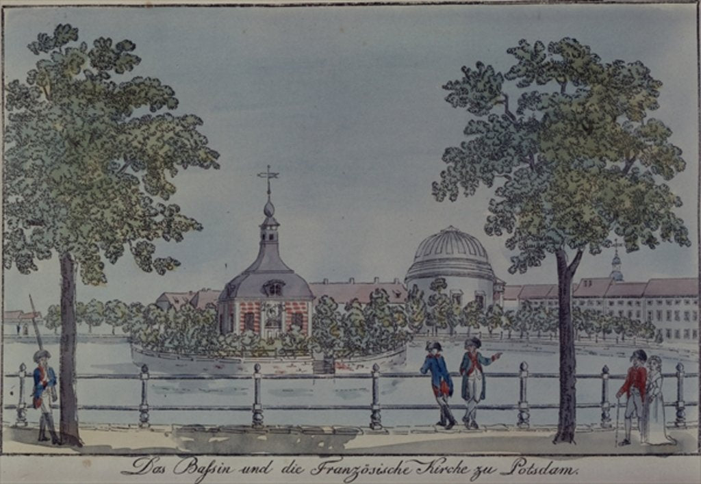 Detail of The Pool and French Church in Potsdam, c.1796 by Johann Friedrich Nagel