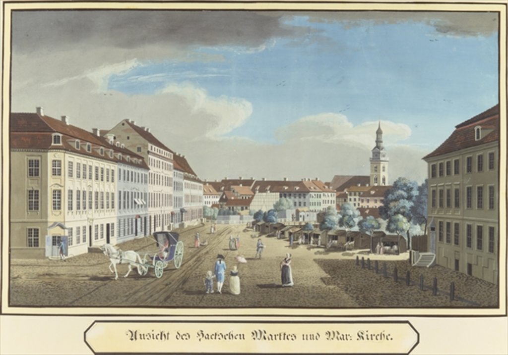 Detail of View of the Hackescher Markt and the Church of St. Mary, Berlin by School German