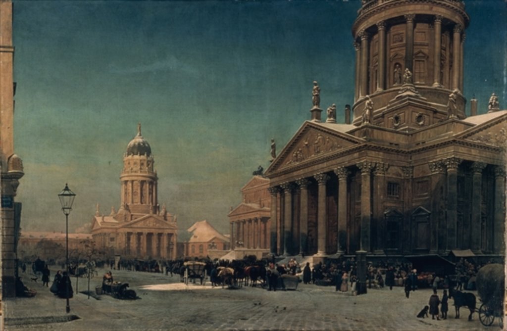 Detail of Gendarmenmarkt in Winter, 1857 by Eduard Gartner