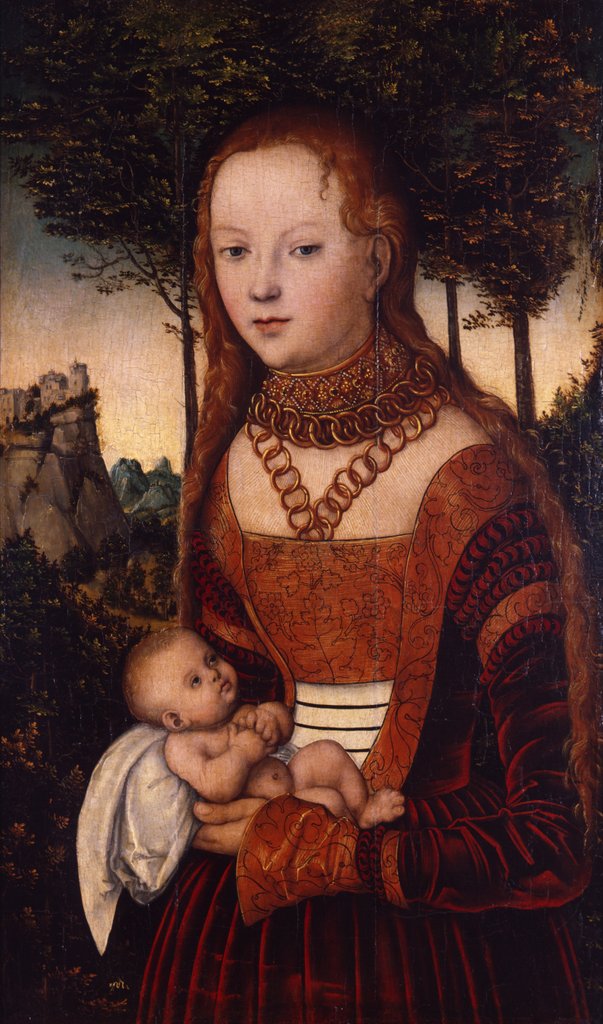 Detail of Young mother with child by Lucas the Elder Cranach