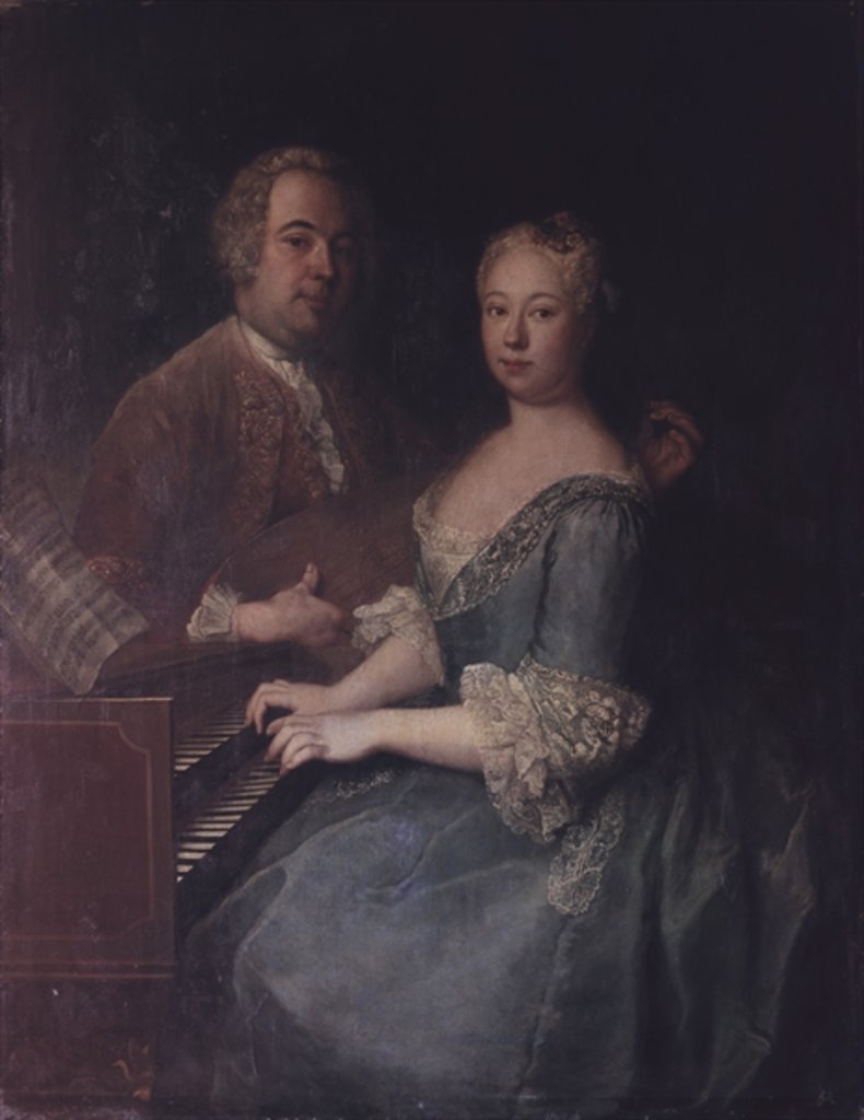 Detail of Karl-Heinrich Graun and his wife Anna-Louise, c.1735 by Antoine Pesne