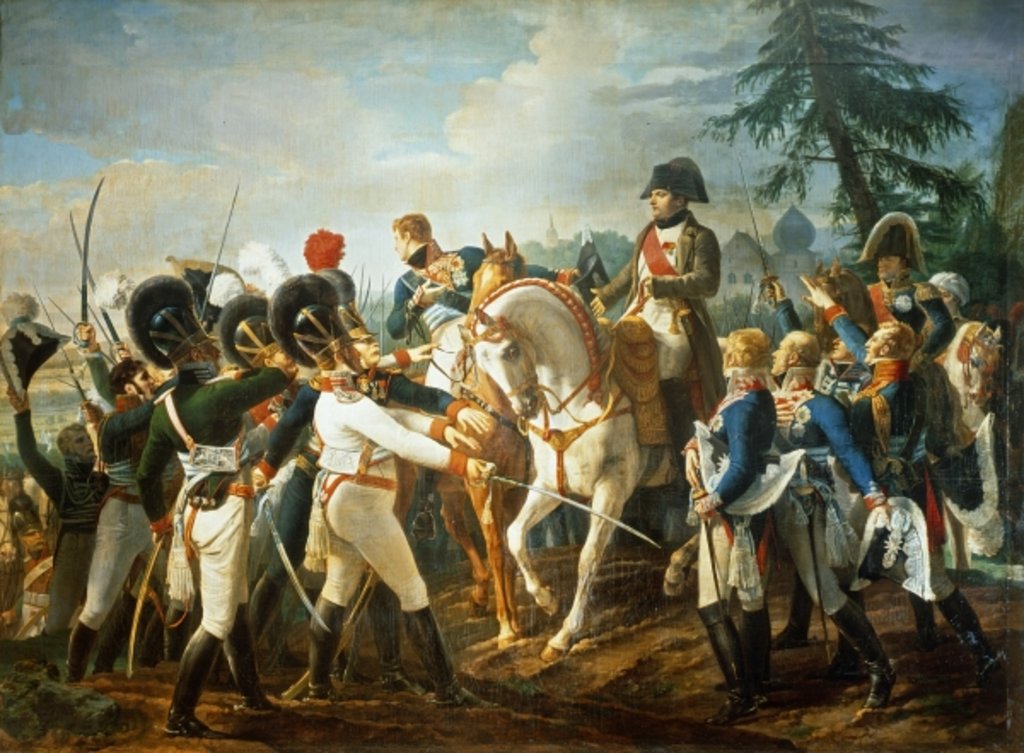 Detail of Napoleon and the Bavarian and Wurttemberg troops in Abensberg, 20th April 1809 by Jean Baptiste Debret