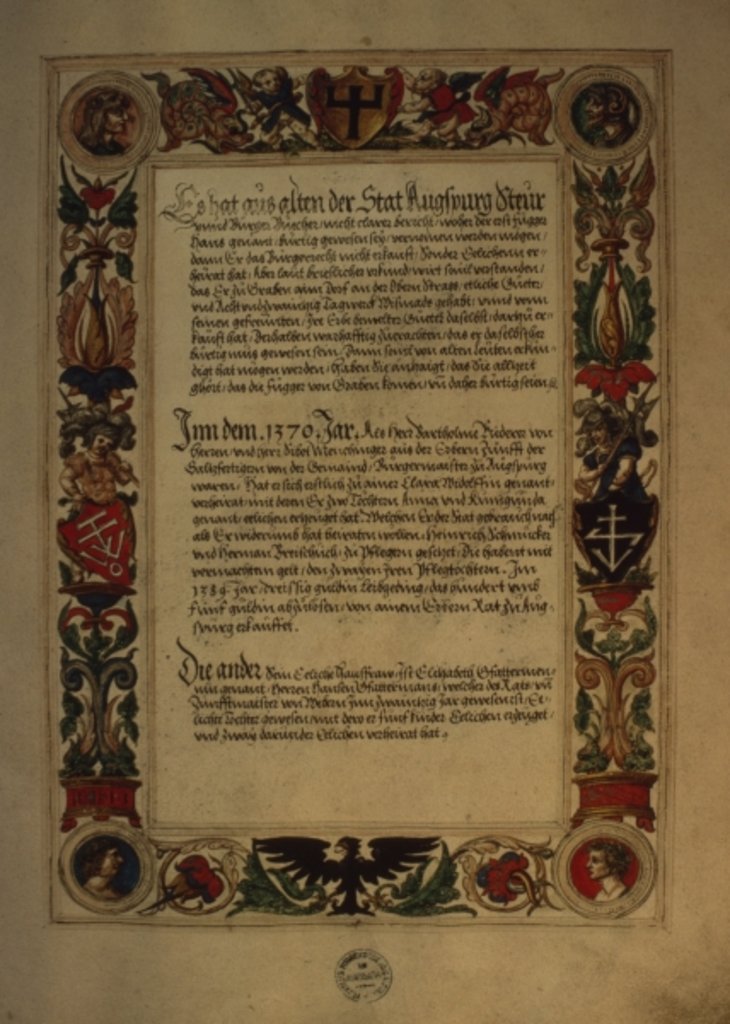 Detail of Page from the 'Geheim Ehrenbuch des Fuggerschen Geschlechts' by School German