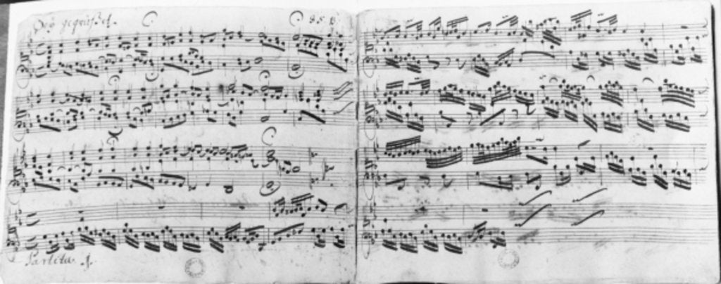 Detail of Autograph of the partita 'Sei gegruesset, Jesu guetig' by Johann Sebastian Bach