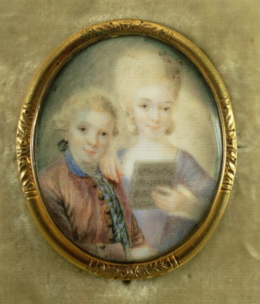 Detail of Wolfgang Amadeus Mozart and his sister Maria-Anna, called 'Nannerl' by Eusebius Johann Alphen