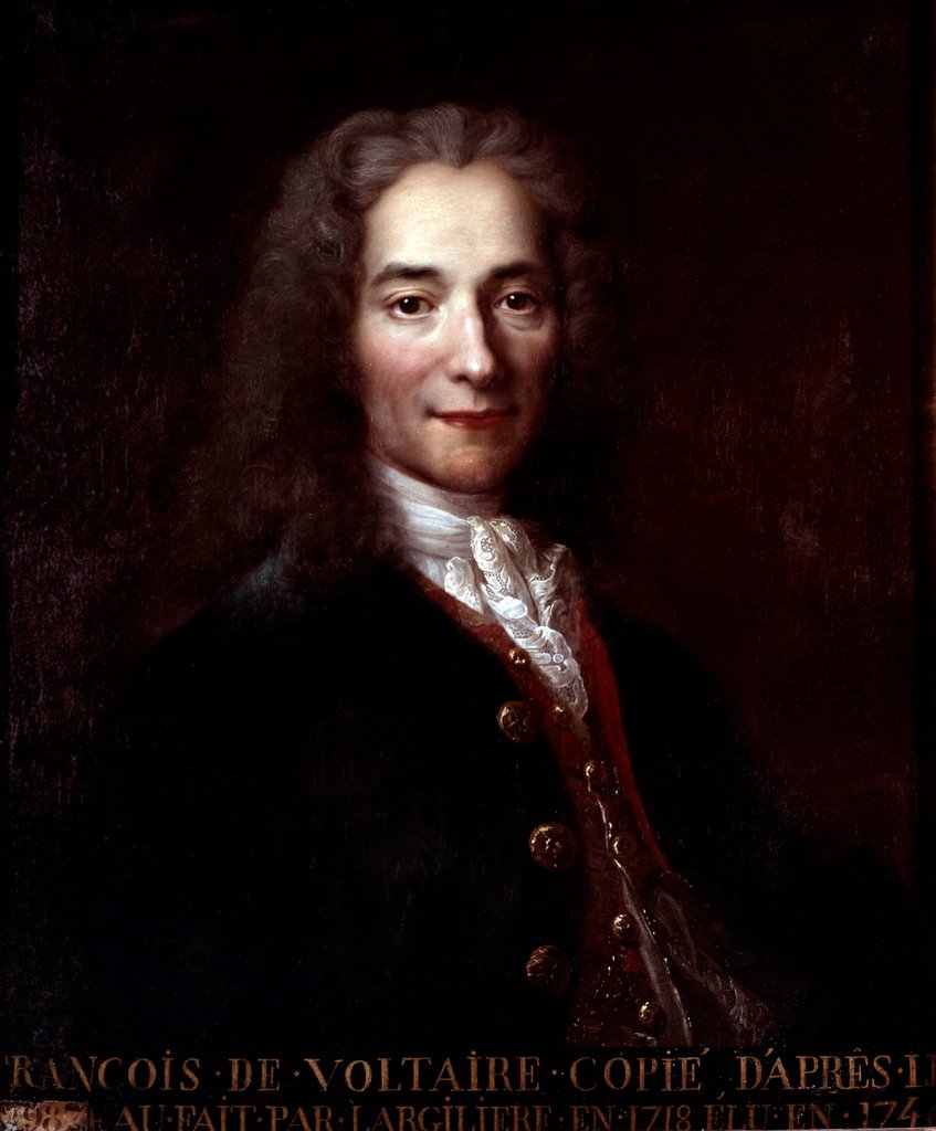 Detail of Voltaire, copy after painting by Nicolas de Largilliere by Catherine Lusurier