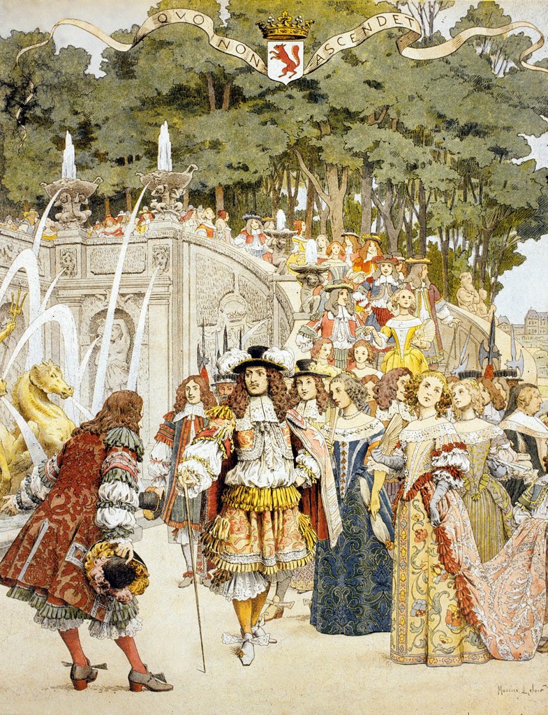 Detail of Nicolas Fouquet receiving King Louis XIV at the Chateau de Vaux Le Vicomte, France, 17th August 17 1661 by Maurice Leloir
