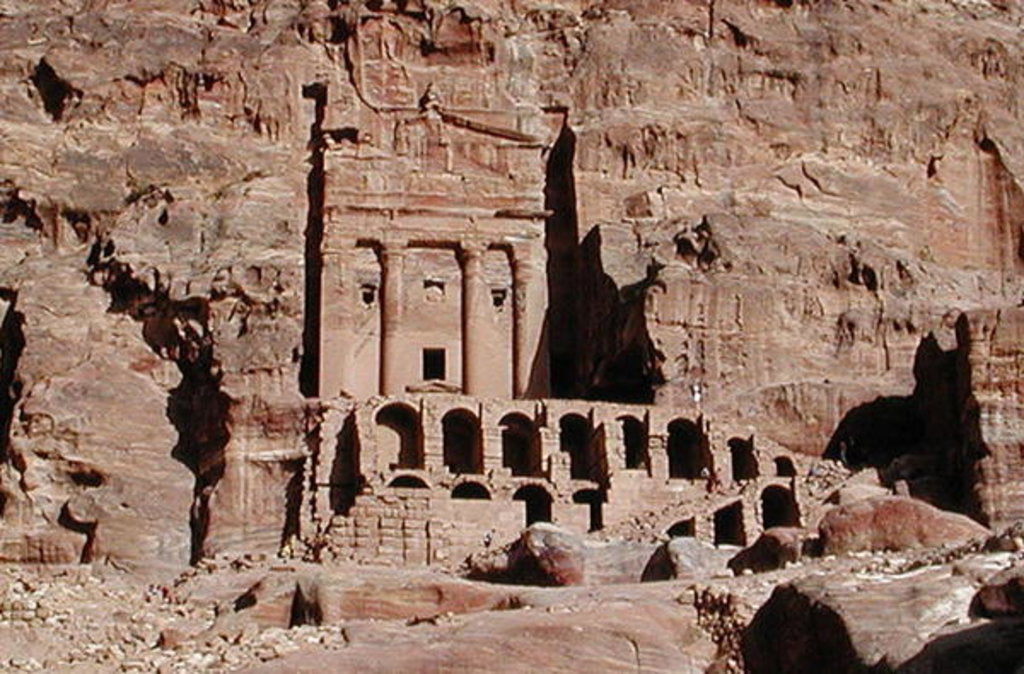 Detail of Rock tombs by Nabatean