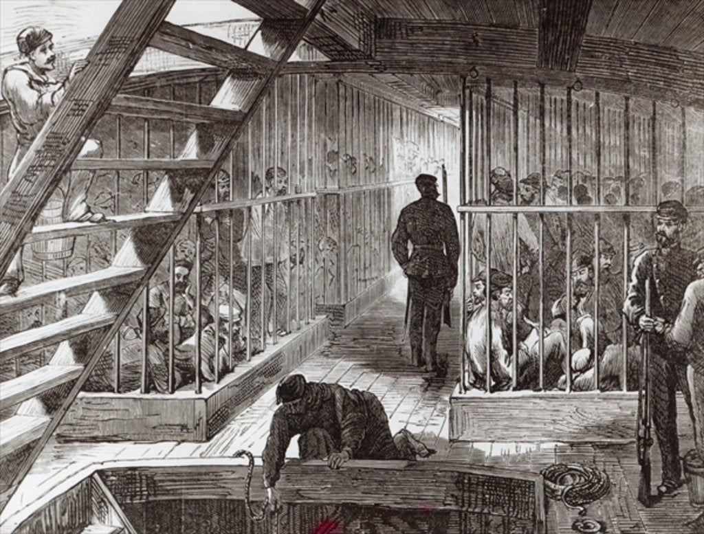 Detail of Caged prisoners on route to Botany Bay by English School