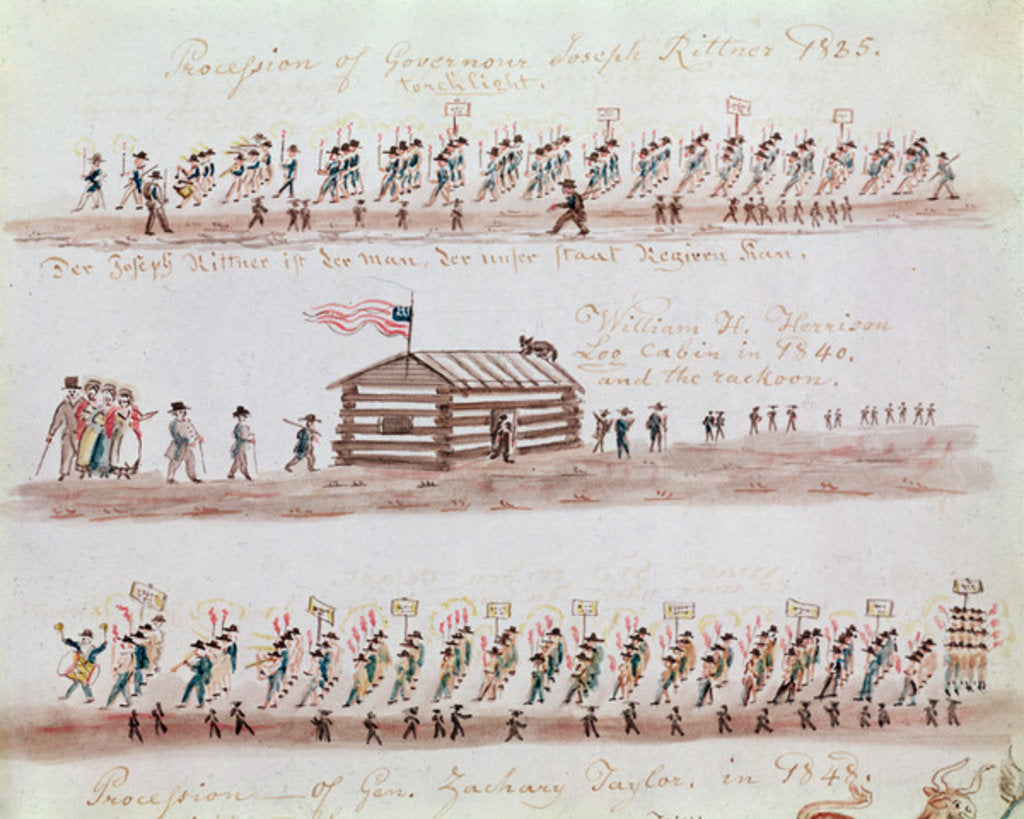 Detail of Three sketches depicting events in American history by Lewis Miller