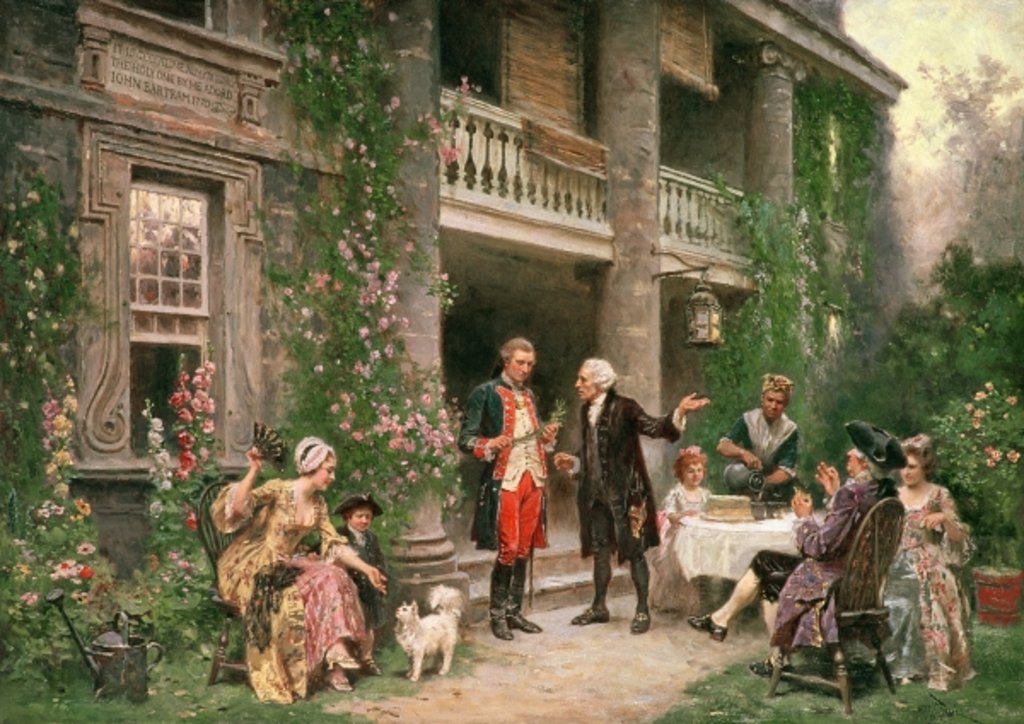 Detail of George Washington visiting Bartram's Garden in 1787, painted 1900 by Jean Leon Gerome Ferris