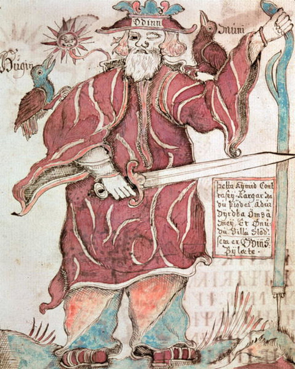 Odin, with his two crows, Hugin and Munin posters & prints by Icelandic ...