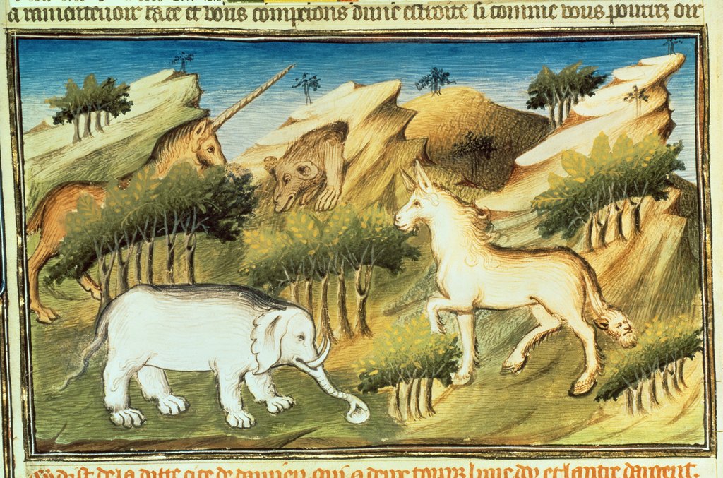 Detail of Mythical animals in the wilderness, c.1410-12 by Boucicaut Master