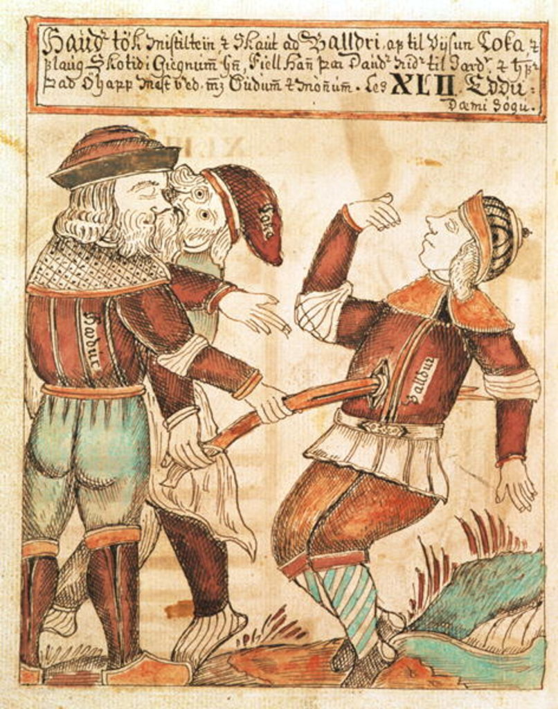 Detail of Ny Kgl Saml 1867.4, s.95v The Killing of Balder by Icelandic School