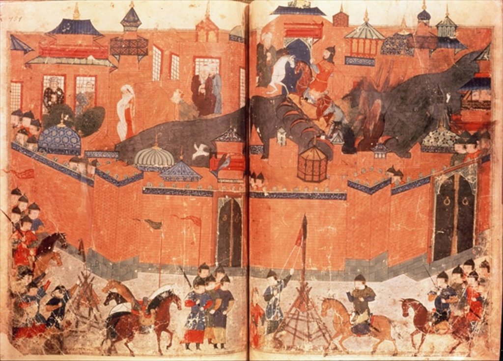 Detail of Mongols under the leadership of Hulagu Khan storming and capturing Baghdad in 1258 by Persian School