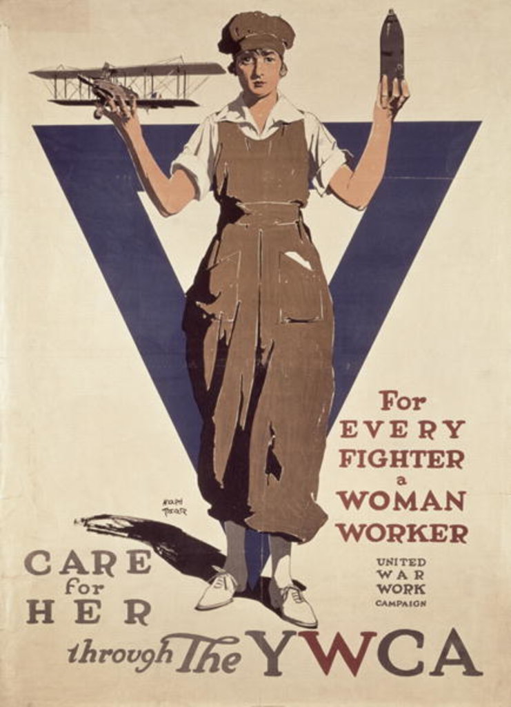 Detail of For Every Fighter a Woman Worker, 1st World War YWCA propaganda poster by Adolph Treidler