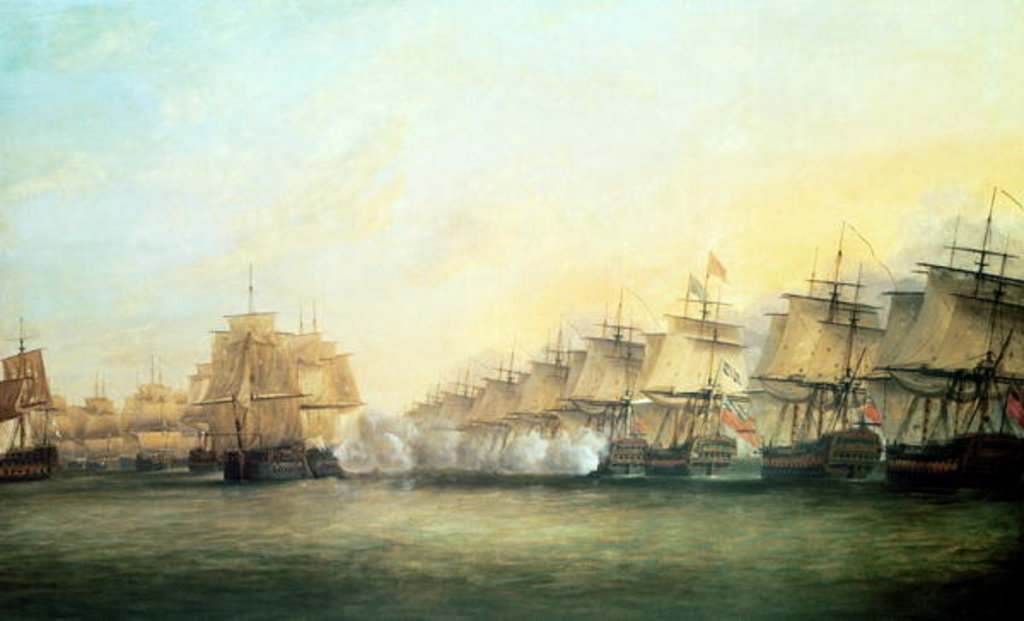 Detail of The fourth action off Trincomalee between the English under Admiral Sir Edward Hughes and the French under M. de Suffren, 1782 by Dominic Serres