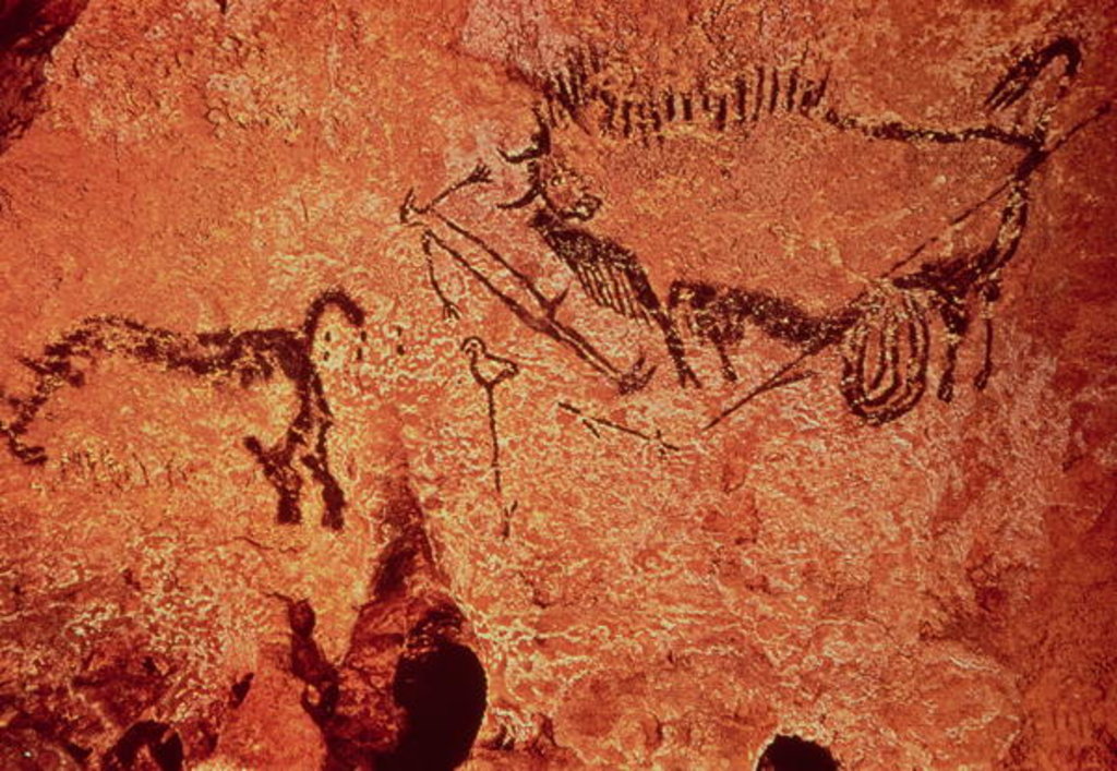 Detail of Rock painting of a hunting scene, c.17000 BC by Prehistoric Prehistoric