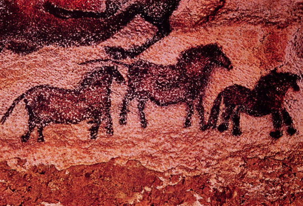Detail of Rock painting of tarpans, c.17000 BC by Prehistoric Prehistoric