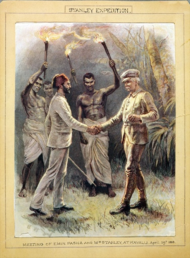 Detail of The meeting of Emin Pasha and Mr Stanley at Kavalli, 29th April, 1888 by Anonymous